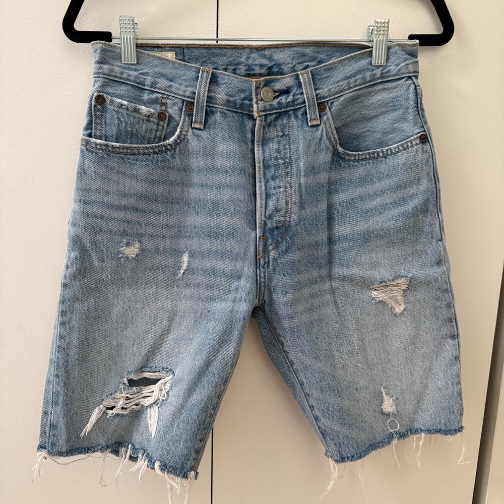 Levi's Light Blue Distressed Jean Shorts